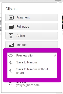 Can I send stuff directly to Nimbus Note avoiding the preview window?